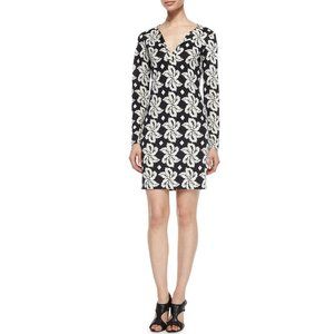 Diane von Furstenberg Womens Reina Silk Shift Dress Giant Leaf Print size 6